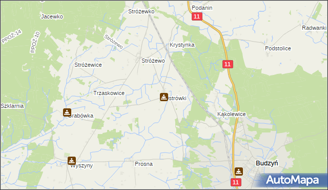 mapa Ostrówki gmina Budzyń, Ostrówki gmina Budzyń na mapie Targeo