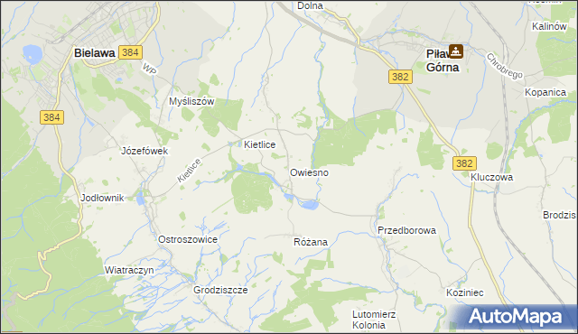 mapa Owiesno, Owiesno na mapie Targeo