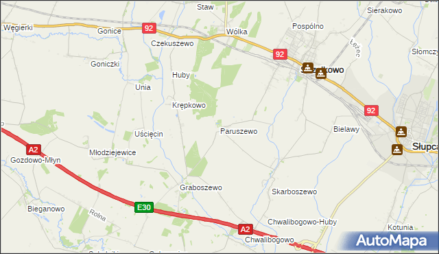 mapa Paruszewo, Paruszewo na mapie Targeo