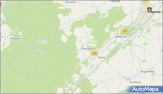 mapa Paruszka, Paruszka na mapie Targeo