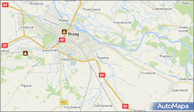 mapa Pawłów gmina Skarbimierz, Pawłów gmina Skarbimierz na mapie Targeo