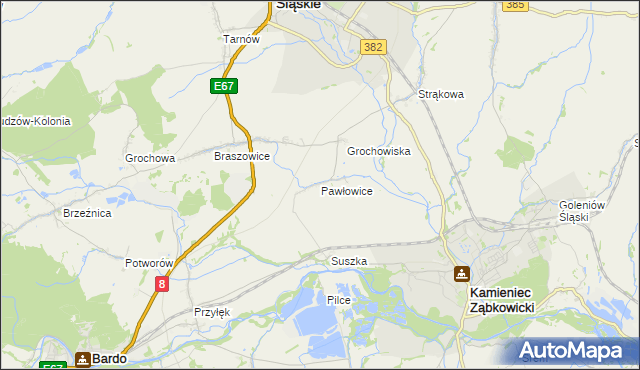 mapa Pawłowice gmina Ząbkowice Śląskie, Pawłowice gmina Ząbkowice Śląskie na mapie Targeo