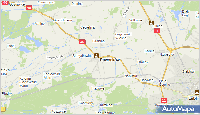 mapa Pawonków, Pawonków na mapie Targeo