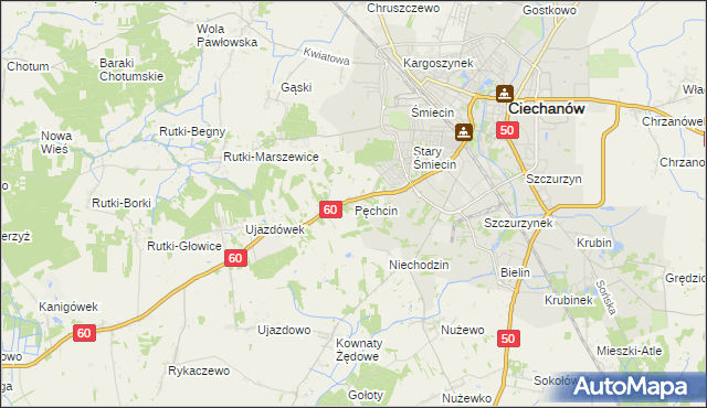 mapa Pęchcin, Pęchcin na mapie Targeo