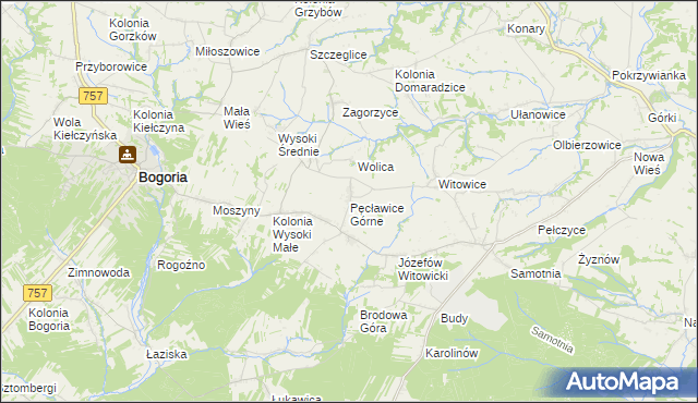 mapa Pęcławice Górne, Pęcławice Górne na mapie Targeo