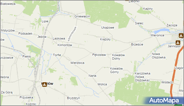 mapa Pękosław, Pękosław na mapie Targeo