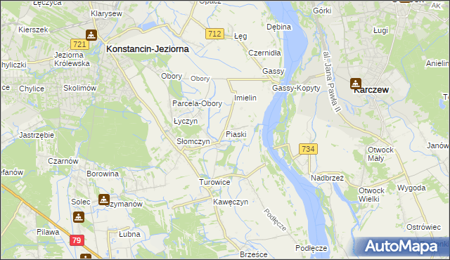 mapa Piaski gmina Konstancin-Jeziorna, Piaski gmina Konstancin-Jeziorna na mapie Targeo