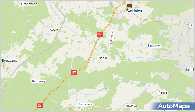 mapa Piaski gmina Świdnica, Piaski gmina Świdnica na mapie Targeo