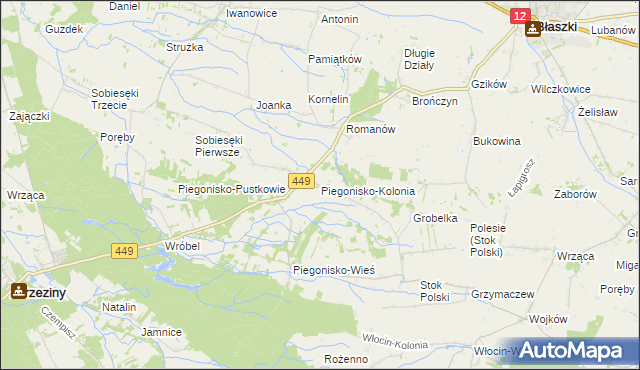 mapa Piegonisko-Kolonia, Piegonisko-Kolonia na mapie Targeo