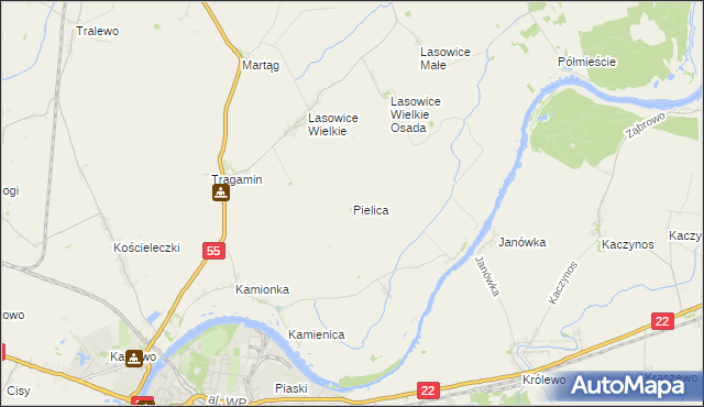 mapa Pielica, Pielica na mapie Targeo