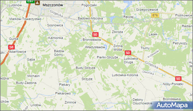 mapa Pieńki-Strzyże, Pieńki-Strzyże na mapie Targeo