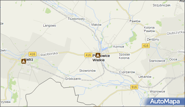 mapa Pietrowice Wielkie, Pietrowice Wielkie na mapie Targeo