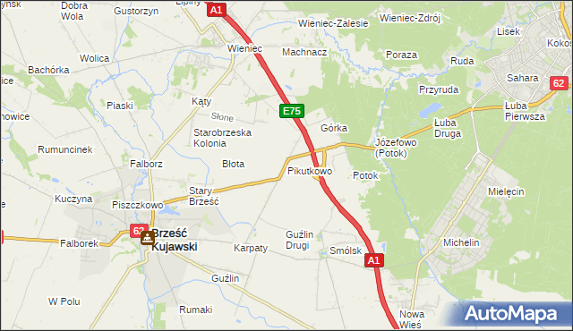 mapa Pikutkowo, Pikutkowo na mapie Targeo