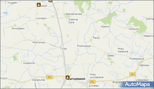 mapa Piotrkowice gmina Damasławek, Piotrkowice gmina Damasławek na mapie Targeo