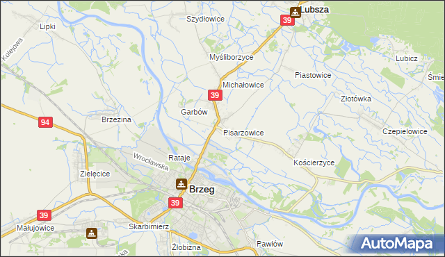 mapa Pisarzowice gmina Lubsza, Pisarzowice gmina Lubsza na mapie Targeo