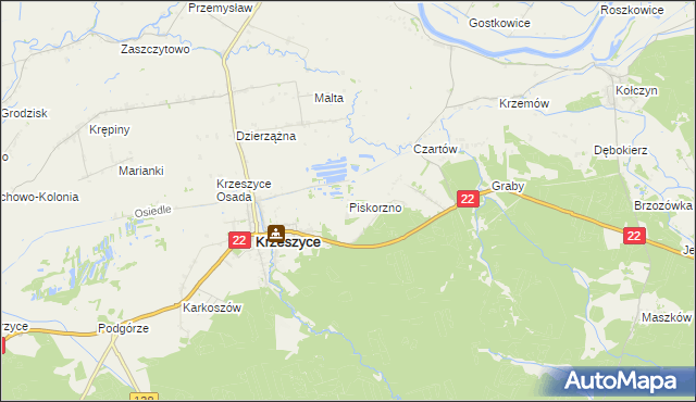 mapa Piskorzno, Piskorzno na mapie Targeo