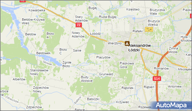 mapa Placydów, Placydów na mapie Targeo