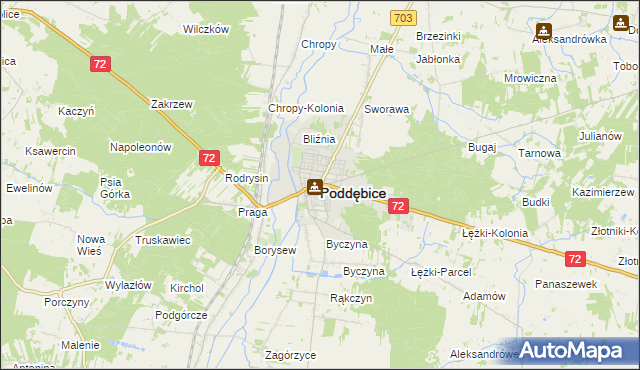 mapa Poddębice, Poddębice na mapie Targeo