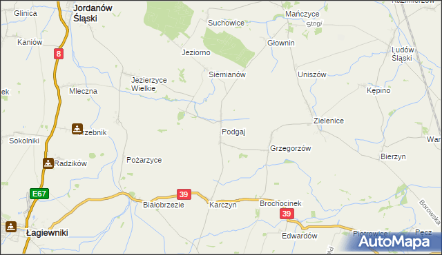 mapa Podgaj gmina Kondratowice, Podgaj gmina Kondratowice na mapie Targeo