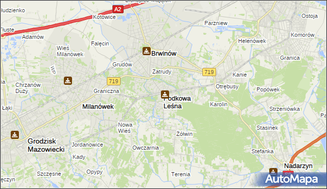 mapa Podkowa Leśna, Podkowa Leśna na mapie Targeo