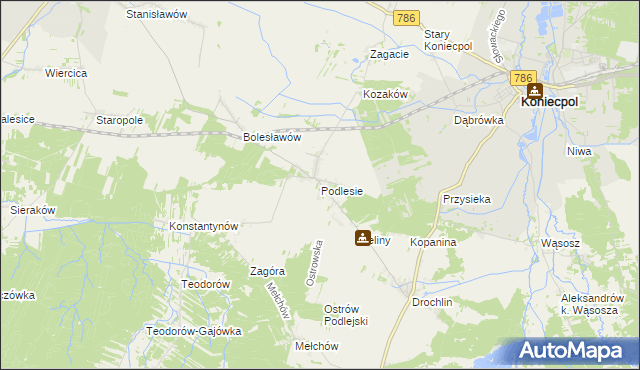 mapa Podlesie gmina Lelów, Podlesie gmina Lelów na mapie Targeo