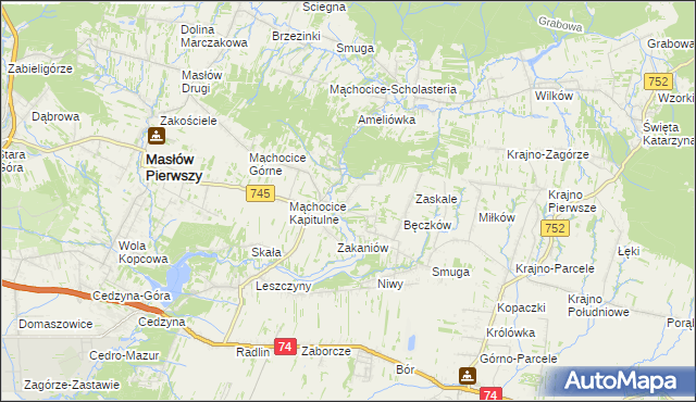 mapa Podmąchocice, Podmąchocice na mapie Targeo