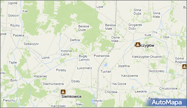 mapa Podrwinów, Podrwinów na mapie Targeo