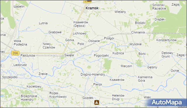 mapa Pogorzałki gmina Kramsk, Pogorzałki gmina Kramsk na mapie Targeo