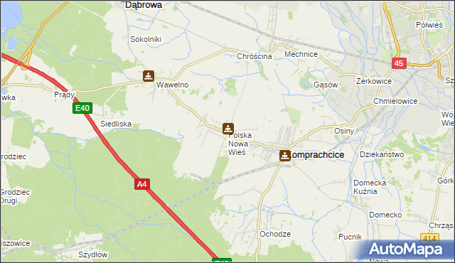 mapa Polska Nowa Wieś, Polska Nowa Wieś na mapie Targeo
