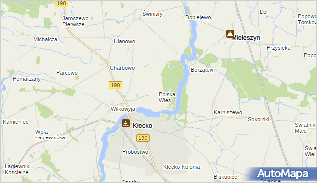 mapa Polska Wieś gmina Kłecko, Polska Wieś gmina Kłecko na mapie Targeo