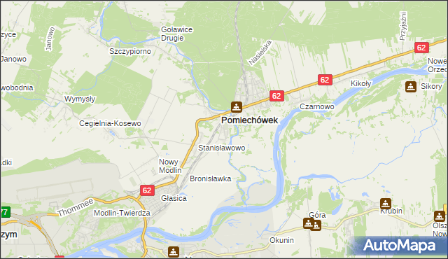 mapa Pomiechowo, Pomiechowo na mapie Targeo