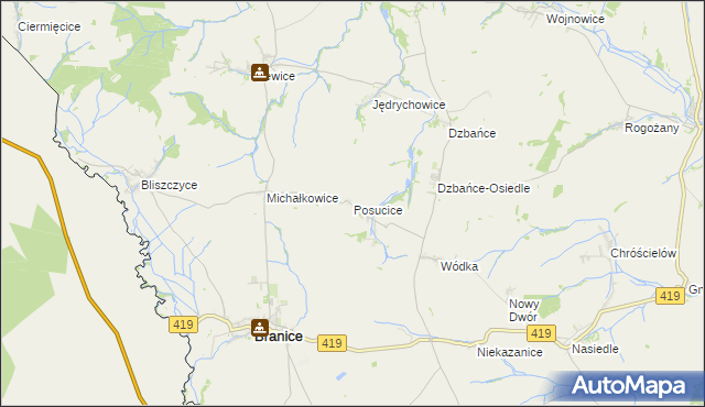 mapa Posucice, Posucice na mapie Targeo