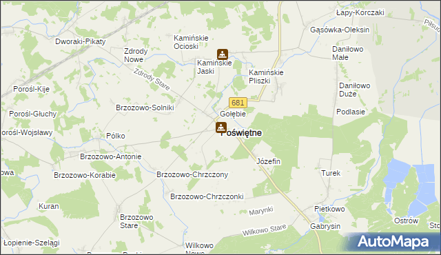 mapa Poświętne powiat białostocki, Poświętne powiat białostocki na mapie Targeo