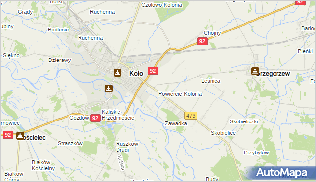 mapa Powiercie-Kolonia, Powiercie-Kolonia na mapie Targeo