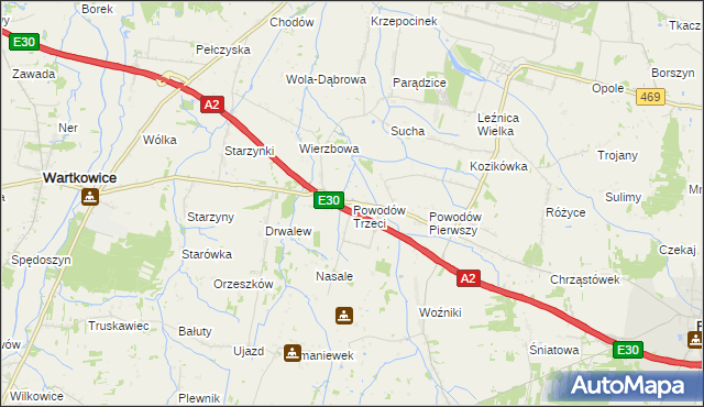 mapa Powodów Trzeci, Powodów Trzeci na mapie Targeo