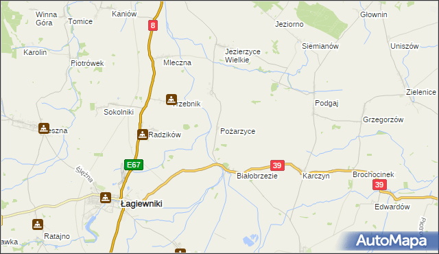 mapa Pożarzyce, Pożarzyce na mapie Targeo