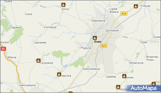 mapa Prężyna, Prężyna na mapie Targeo