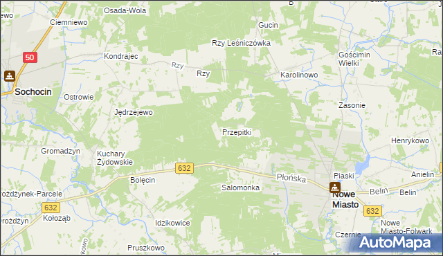mapa Przepitki gmina Nowe Miasto, Przepitki gmina Nowe Miasto na mapie Targeo