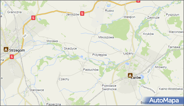 mapa Przyłęgów, Przyłęgów na mapie Targeo