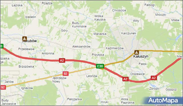 mapa Przytoka gmina Kałuszyn, Przytoka gmina Kałuszyn na mapie Targeo