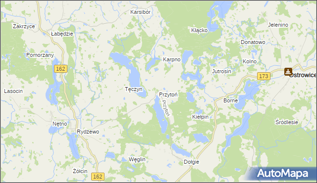 mapa Przytoń gmina Ostrowice, Przytoń gmina Ostrowice na mapie Targeo