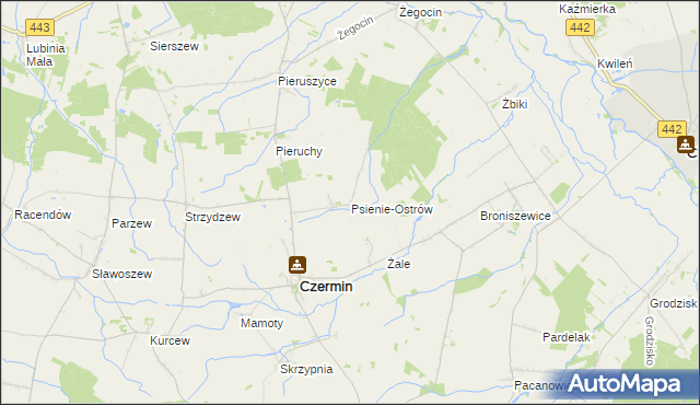 mapa Psienie-Ostrów, Psienie-Ostrów na mapie Targeo