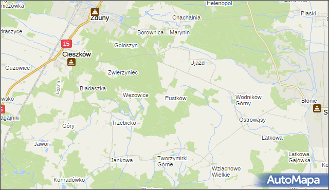 mapa Pustków gmina Cieszków, Pustków gmina Cieszków na mapie Targeo
