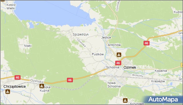 mapa Pustków gmina Ozimek, Pustków gmina Ozimek na mapie Targeo