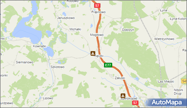 mapa Rączki gmina Nidzica, Rączki gmina Nidzica na mapie Targeo