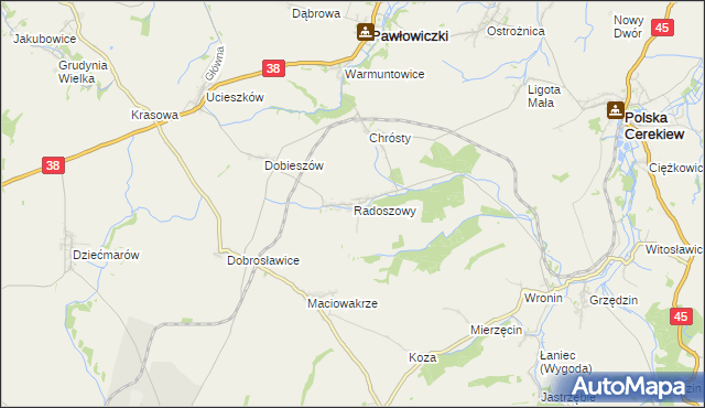 mapa Radoszowy, Radoszowy na mapie Targeo