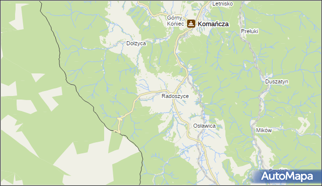 mapa Radoszyce gmina Komańcza, Radoszyce gmina Komańcza na mapie Targeo