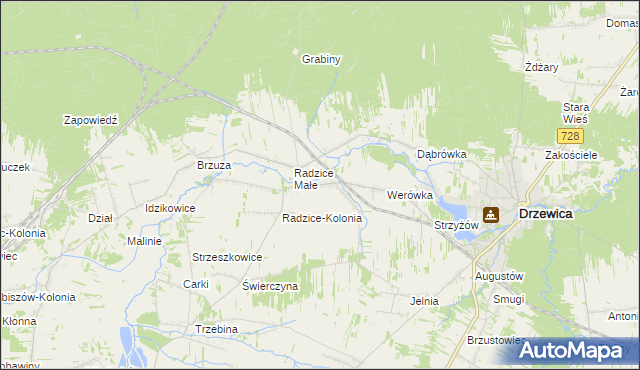 mapa Radzice Duże, Radzice Duże na mapie Targeo