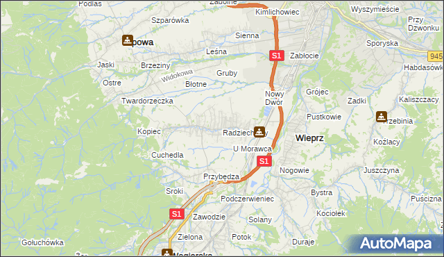 mapa Radziechowy, Radziechowy na mapie Targeo