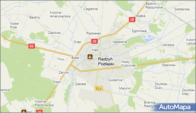 mapa Radzyń Podlaski, Radzyń Podlaski na mapie Targeo
